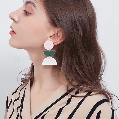 4 пара сережек-гвоздиков из полимерной глины в двух стилях с булавками из хирургической нержавеющей стали 316 EJEW-AN0004-27-1