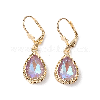 Стеклянная серьга с защелкой EJEW-C077-12KCG-1