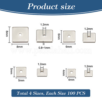 400 шт. 4 стиля 304 нержавеющая сталь разделительные бусины STAS-PH0019-77-1