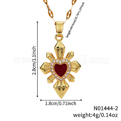 Элегантные латунные ожерелья с подвеской в виде сердца и снежинки из красной эмали NJ8500-2-1