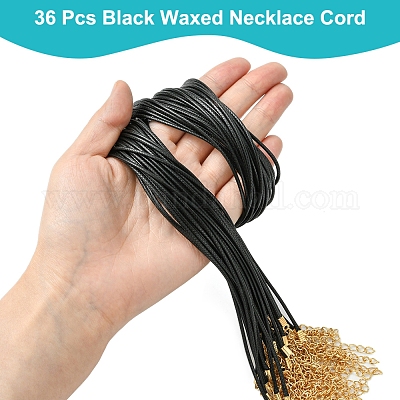 Изготовление ожерелья из черного вощеного шнура 36 шт. NCOR-FS0001-05G-1