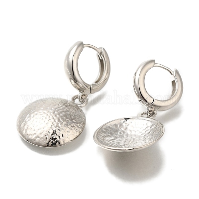 Плоские круглые серьги-кольца из латуни с покрытием стойки EJEW-H016-44P-1