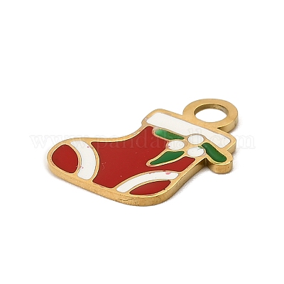 Рождественские эмалевые подвески из нержавеющей стали 304 STAS-I356-02G-04-1