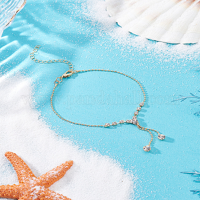 1 шт. браслеты на ногу из латуни и хрустальных страз&nbsp;AJEW-LP0007-55KCG-1