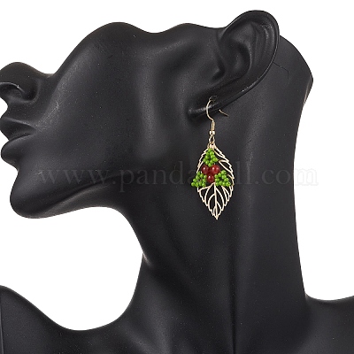 Серьги-подвески из нержавеющей стали 304 в форме листа EJEW-MZ00624-1