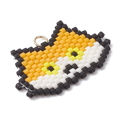 Подвески ручной работы из стеклянных бусин в форме головы кошки PALLOY-MZ00933-03-1