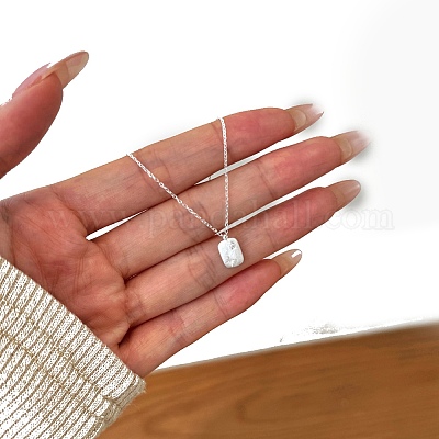 Прямоугольник со звездой 925 ожерелье из стерлингового серебра с микропаве из кубических цирконий NJEW-K279-02S-1