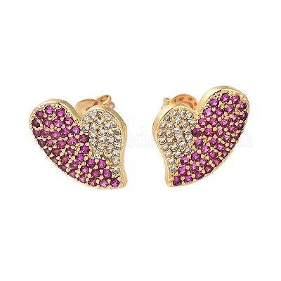 Серьги-гвоздики из латуни с паве из кубического циркония EJEW-M088-06G-01-1