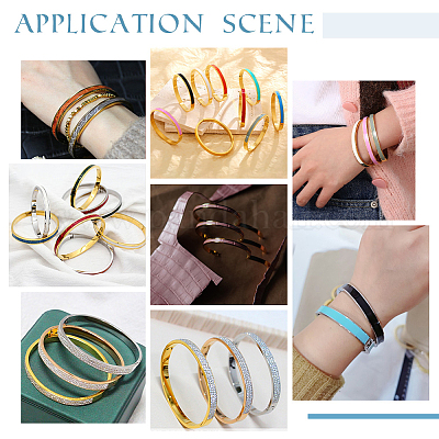 3 шт. 3-цветные браслеты в форме яйца из нержавеющей стали 201 с рифленой подвеской STAS-UN0055-67A-1