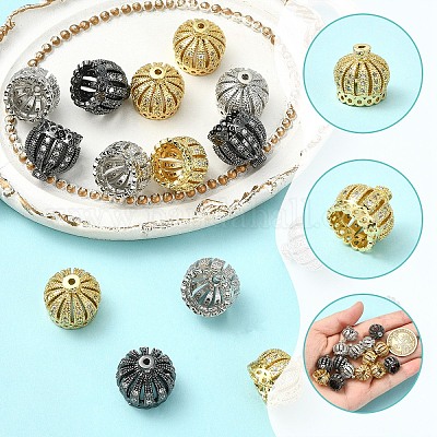 3 шт. 3-х цветные латунные бусины из кубического циркония&nbsp;KK-YW0004-25-1