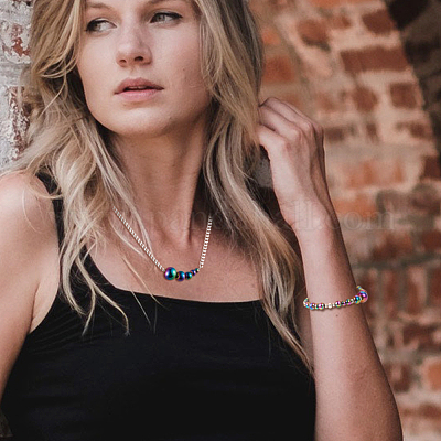 Стойка покрытие радужного цвета бусины из нержавеющей стали 304 FIND-MP0001-07-1