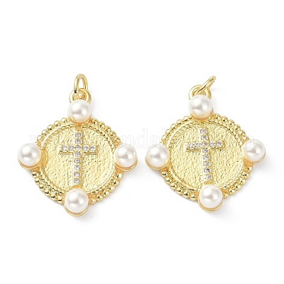 Акриловый кулон из латуни с кубическим цирконием ZIRC-C021-29G-1