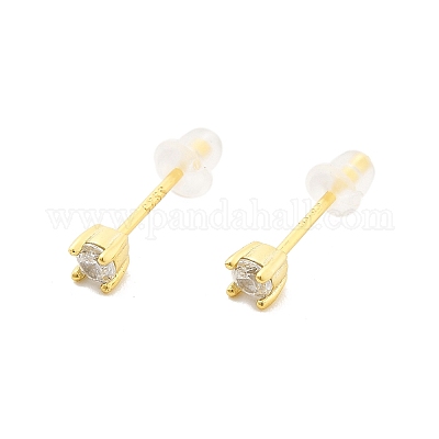 925 серьги-гвоздики из стерлингового серебра с прозрачным кубическим цирконием EJEW-Q029-01G-1