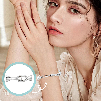 2 шт. 925 овальные застежки из стерлингового серебра STER-BC0003-45-1