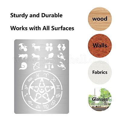 BENECREAT 4PCS 4x7 Inch Mixed Constellations Metal Stencils Zodiac Glyphs  Symbols/Viking Compass Stencils for Wood carving, Drawings and Woodburning,  Engraving and Scrapbooking Project 