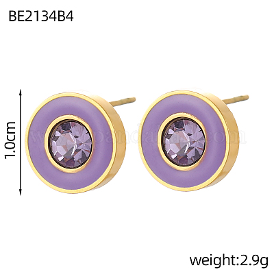 Серьги-гвоздики из нержавеющей стали 304 с эмалью STAS-OY003-57G-1