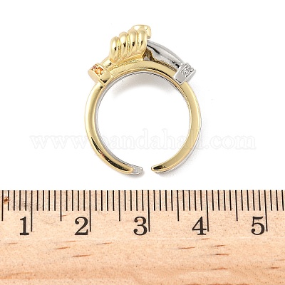 Регулируемые манжеты-кольца из латуни с микропаве из кубического циркония для женщин&nbsp;LS-RJEW-C132-08PG-1