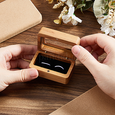 Деревянные магнитные шкатулки для хранения подарков с запонками и крышкой на петлях WOOD-WH0062-27A-1
