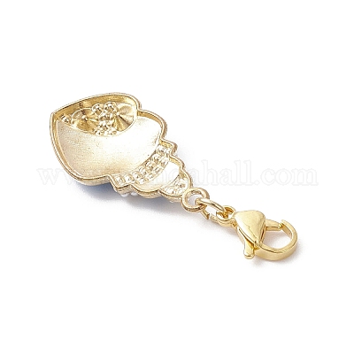 Подвески из эмалевого сплава в форме раковины HJEW-JM04105-1