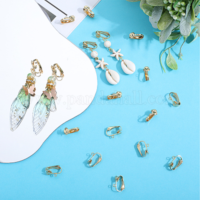 40 шт. фурнитура для сережек-клипс из нержавеющей стали 304 STAS-SC0005-82G-1