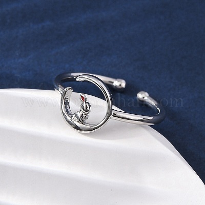 Латунные эмалевые регулируемые открытые манжеты для женщин RJEW-U058-04P-1