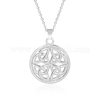 201 нержавеющая сталь плоская круглая с кулоном в виде узла викингов ожерелья для женщин и мужчин FS-WGDB207-01-1
