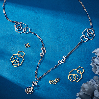 12 шт. 6 филигранных соединительных звена из нержавеющей стали 201&nbsp;STAS-UN0040-86-1