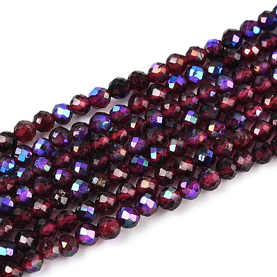 Нити из натуральных гранатовых бусин с покрытием цвета AB G-T144-A07-01-1