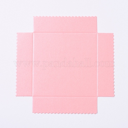 紙底ホルダー  正方形の形の透明でクリアポリ塩化ビニールのギフト用の箱  ピンク  11.9x11.9x0.02cm AJEW-WH0104-80A-02-1