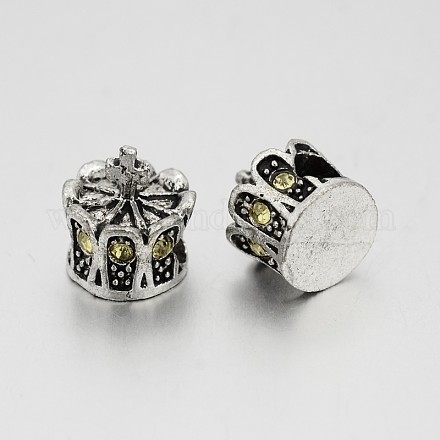 Antique Silver Plated Alloy Rhinestone European Beads CPDL-J030-13AS-1