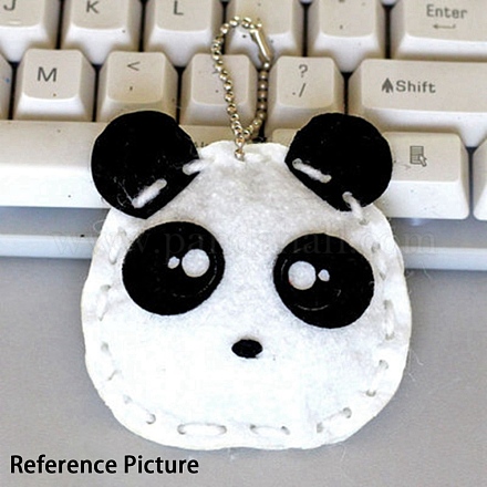 DIY Panda Non Woven Fabric Embroidery Keychain Kits DIY-F071-06-1
