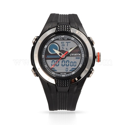 Ohsenブランドのメンズシリコンスポーツの腕時計  高品質30防水ステンレス製の電子時計メートル  ブラック  240x20mm  ウォッチヘッド：51x51x15mm  ウオッチフェス：32x32mm WACH-N002-06-1