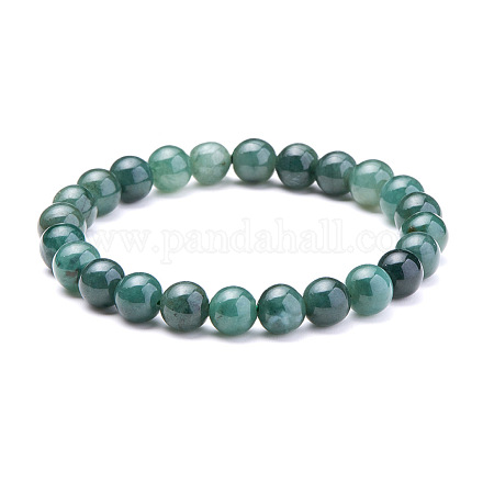Bracelets extensibles à perles rondes en jadéite naturel BJEW-PH0001-8mm-10-1
