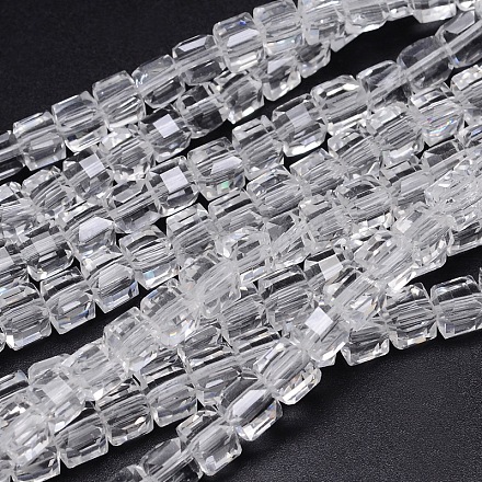 Brins de perles de verre transparent cube à facettes EGLA-E041-5mm-D01-1