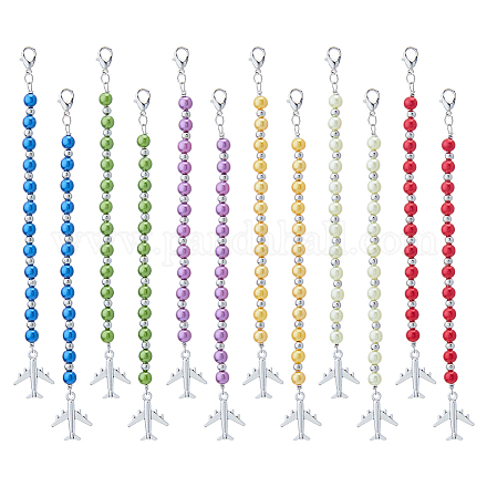 Сменные ползунки на молнии из плоского сплава и АБС-пластика с имитацией жемчуга и бисером&nbsp;HJEW-FH00031-1