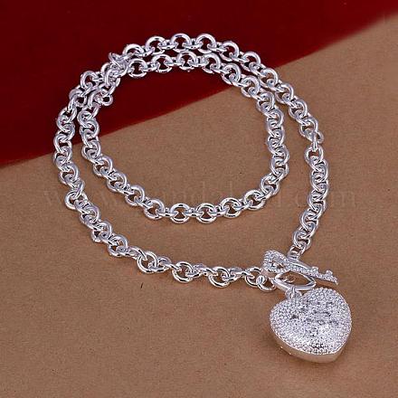 Popular Silver Color Plated Brass Cable Chain Necklaces NJEW-BB12674-1