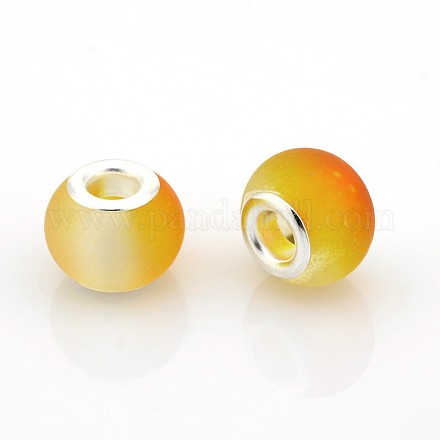 Two Tone Frosted Glass European Beads GPDL-J013-03-1