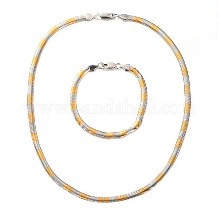 304 chaînes de serpent ensembles de bijoux en acier inoxydable SJEW-P074-03M-1