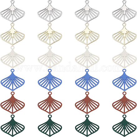 Benecreat 24 pièces alliage peinture en aérosol creux coeur feuilles pendentif perle 6 couleurs pour bijoux collier bracelet bricolage artisanat fournitures FIND-BC0003-28-1