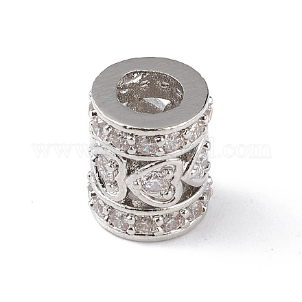 Rack Plating Brass Micro Pave Clear Cubic Zirconia European Style Beads KK-C019-28P-1