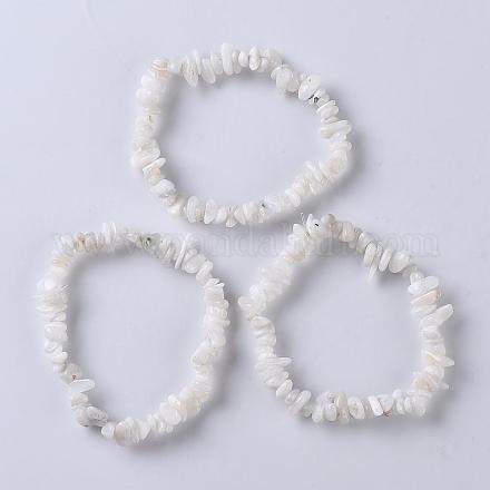 Natürlichen weißen Mondstein Stretch-Armbänder BJEW-JB03681-09-1