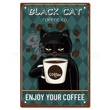 Creatcabin Letrero de gato negro para decoración de pared de café AJEW-WH0157-629-1