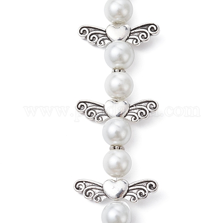 Fili di perle di vetro a forma di fata angelo AJEW-JB01180-01-1