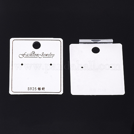 プラスチックディスプレイカード  ピアスに使用  長方形  乳白色  4.4x3.8x0.7~0.8cm  穴：6mm CDIS-S027-15-1