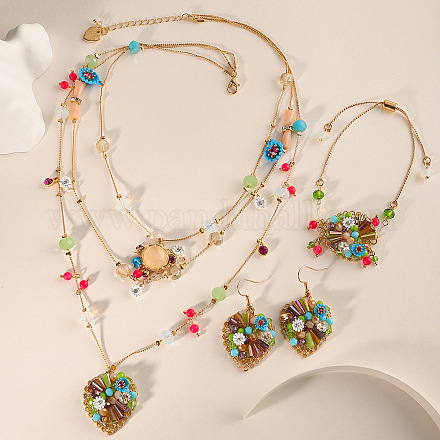 Комплекты из латунных сердечек и многослойных подвесок в технике лэмпворк FS-WG26608-01-1