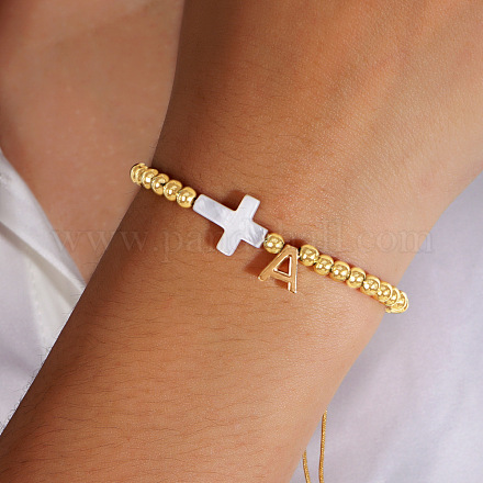 Плетеные браслеты из латуни и натуральных ракушек для женщин UD0846-1-1