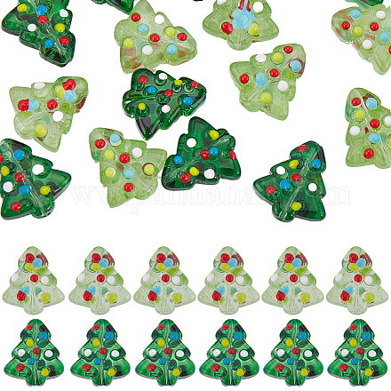 20 шт. 2-х цветные стеклянные бусины ручной работы с выпуклыми краями LAMP-SC0001-36-1