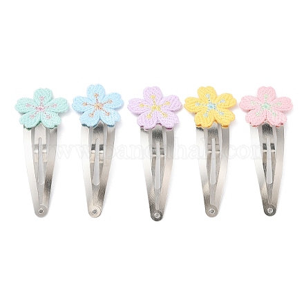 Polyester Embroidered Flower Snap Hair Clips PHAR-JH00095-1