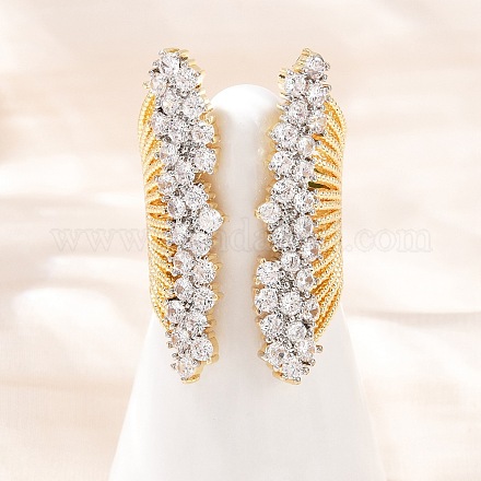 Латунные микро проложить манжеты кольца кубического циркония RJEW-C140-04G-1