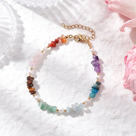 Браслеты из натурального розового кварца BJEW-JB11740-01-1